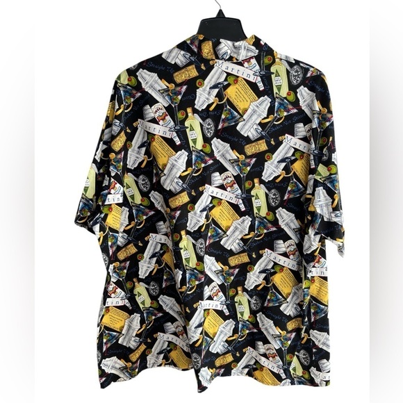 VTG Matt Rider Martini Shirt Men's XXL Button Up Short Sleeve Vodka Made In USA - Picture 1 of 13